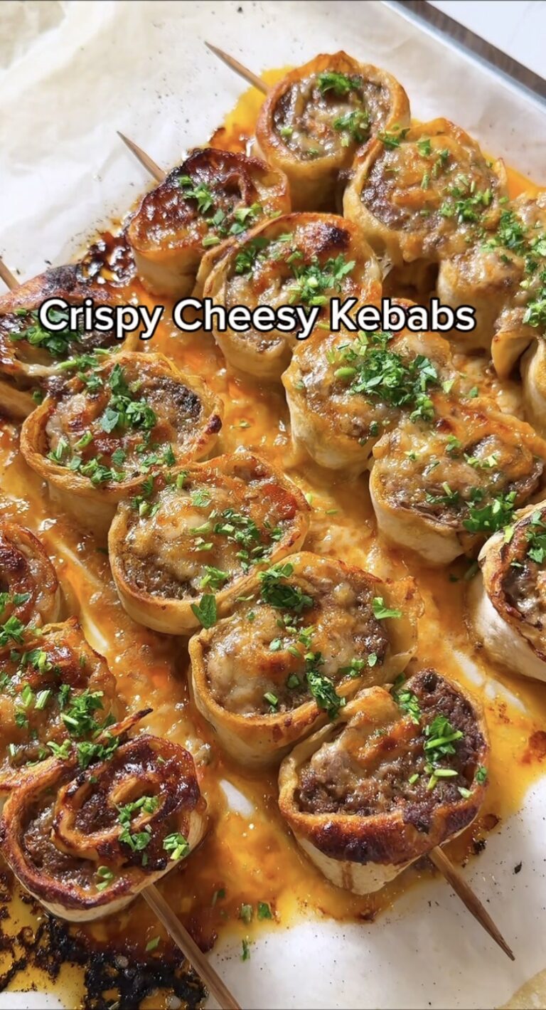 Cheesy Crispy Beef Kebabs with Garlic Yogurt