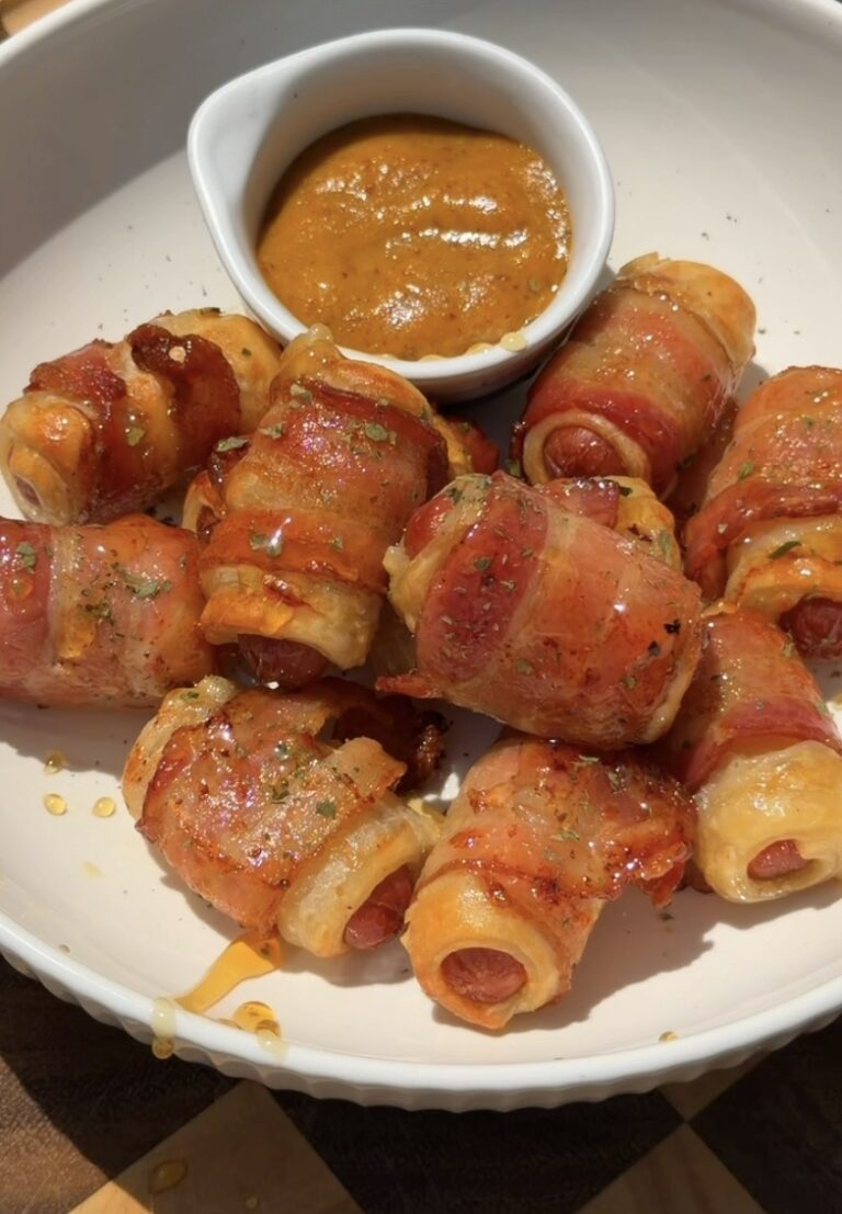 Hot Honey Bacon-Wrapped Pigs in a Blanket